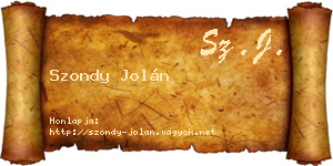Szondy Jolán névjegykártya